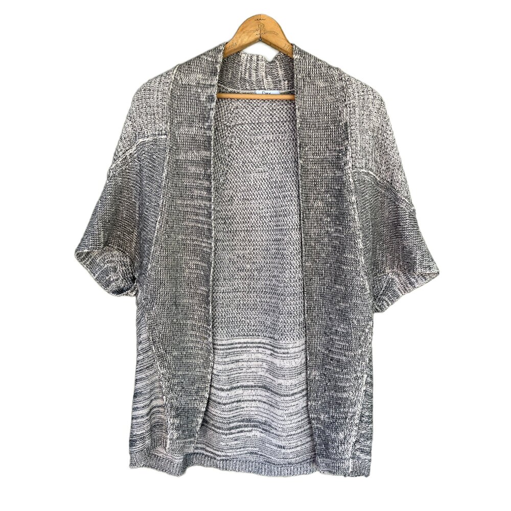 Dex Pink Grey Cardigan Sweater Open Front Oversized Minimal Neutral